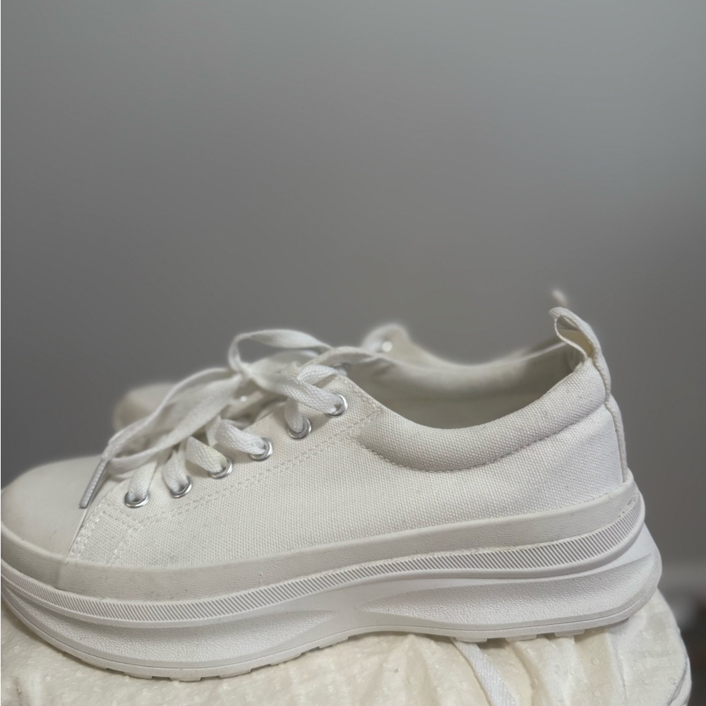 Bella Canvas White Platform Sneakers with Chunky Sole